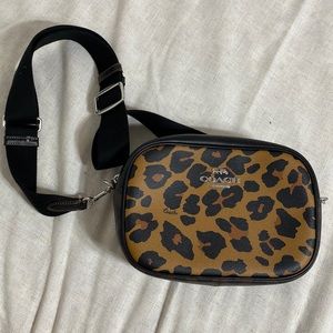Coach Jamie Camera Bag with Signature Canvas and Leopard Print NWT